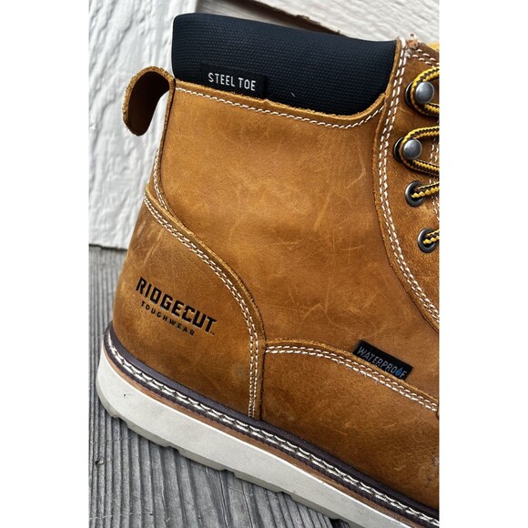 Ridgecut Men\'s 13M Steel Toe Moc Contractor\'s Boots Waterproof Lace Up